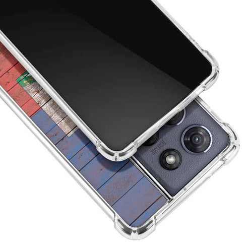 Haiti Flag Dark Wood Moto G Power 5G (2025) Clear Case